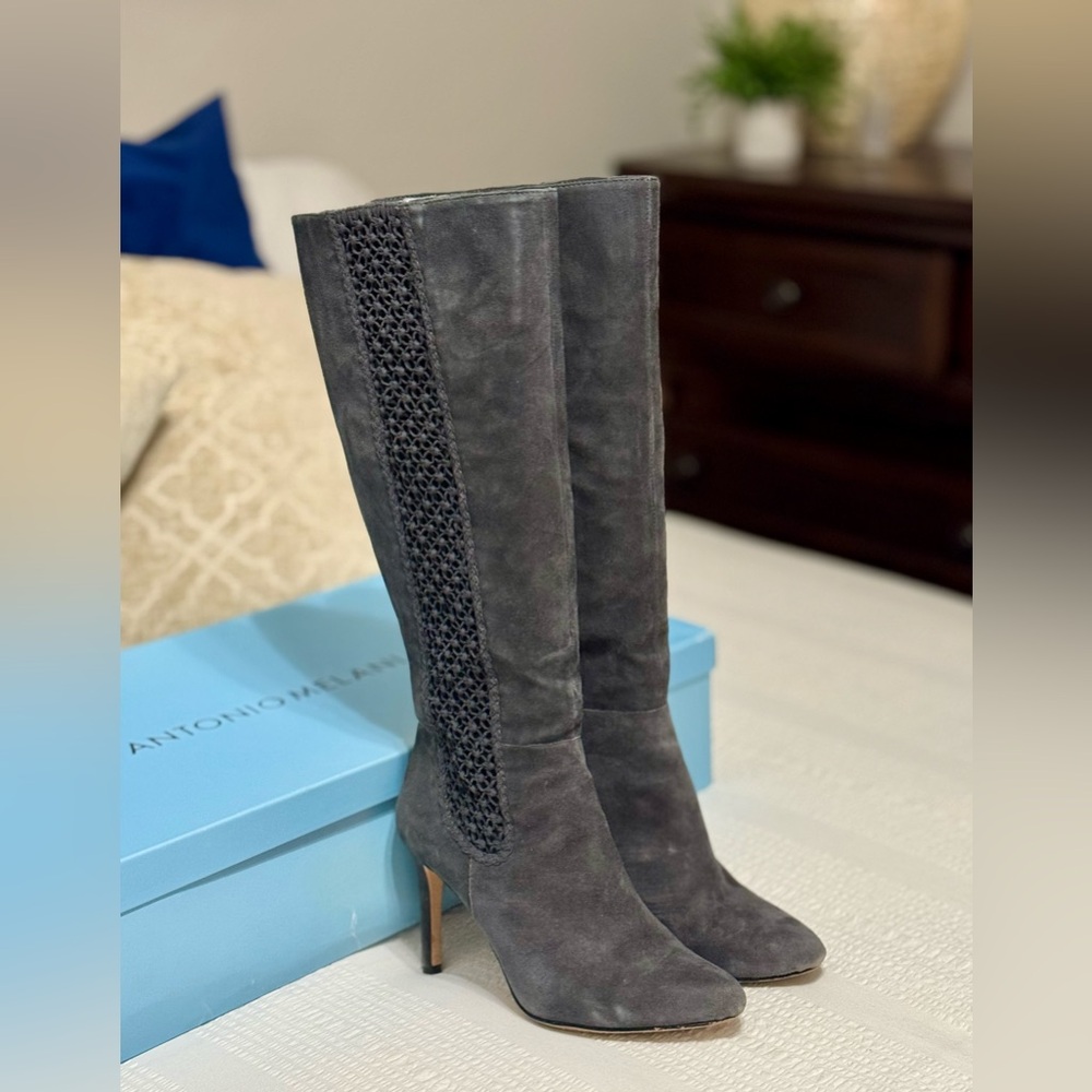 Classic Gray High Heel Knee-High Boots perfect for Styling this Winter